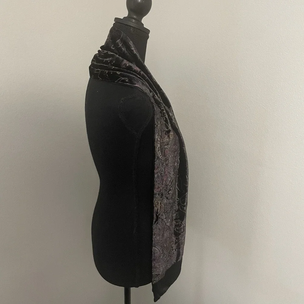 VTG LAUREN RALPH LAUREN Multicolor Silk Blend Velvet Paisley Floral Scarf 62